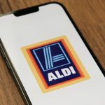a cell phone with the aldi logo on it